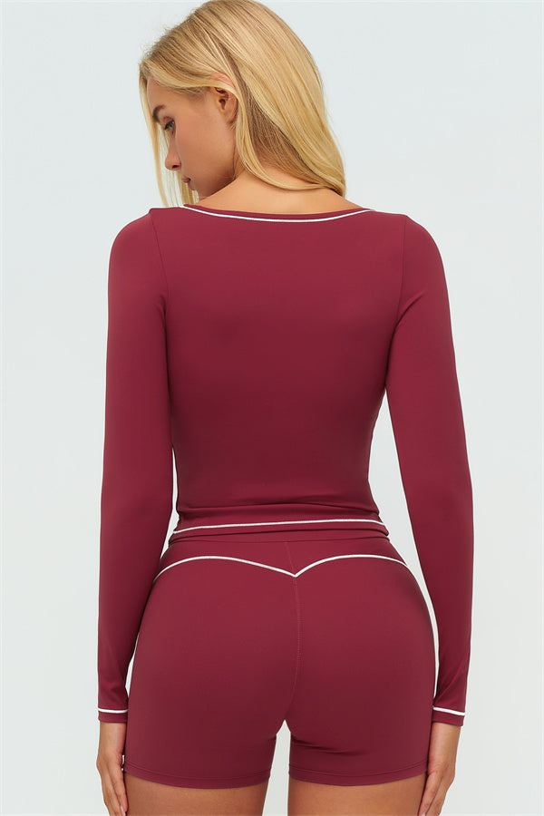 The Amara Long Sleeve T-shirt Shorts 2-Piece Set