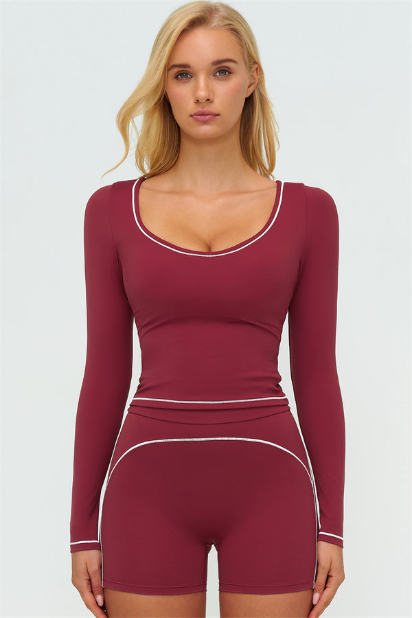 The Amara Long Sleeve T-shirt Shorts 2-Piece Set
