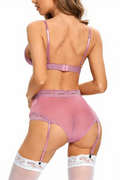 Lace & Garter Lingerie Set with Stockings