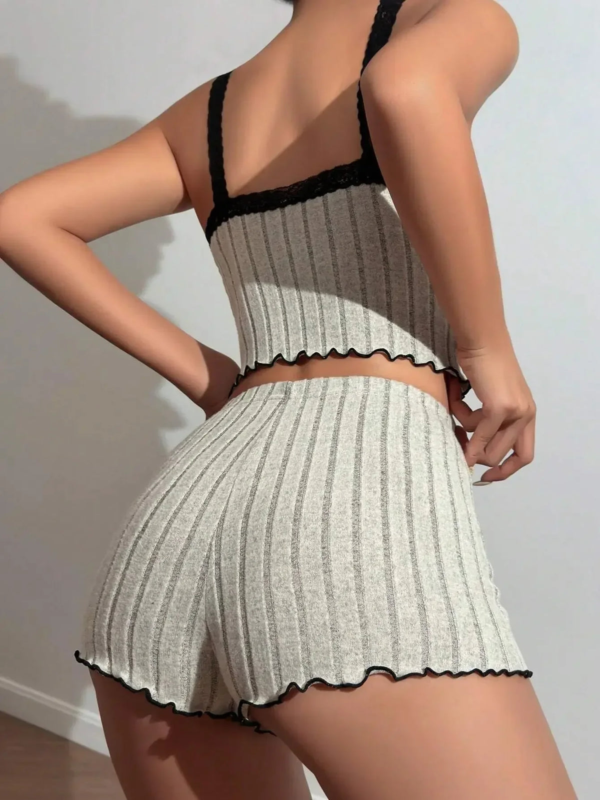 Summer Sling Pajamas Set for Women Sleepwear Homewear Female Sense Lace Crop Tops and Shorts Pijamas Loungewear