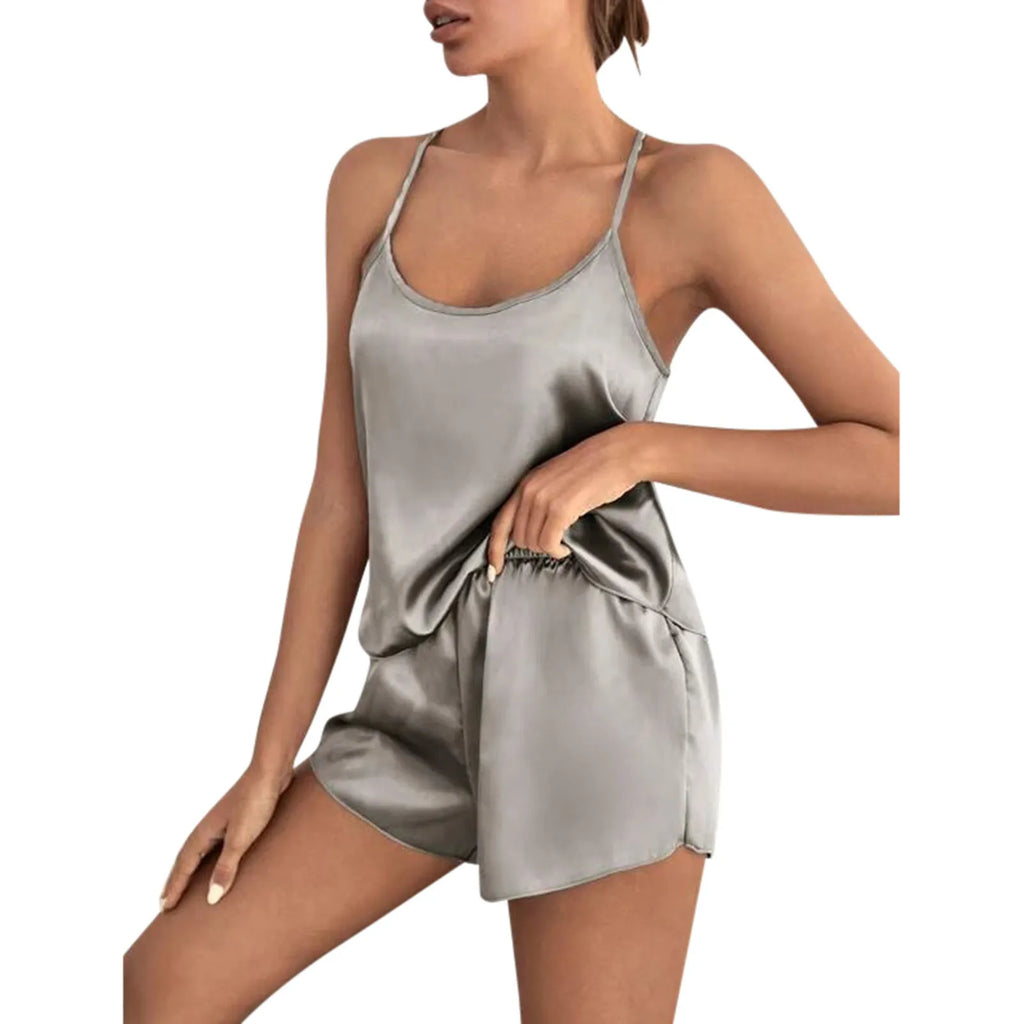 Satin Sleeveless Cami & Shorts Pajama Set