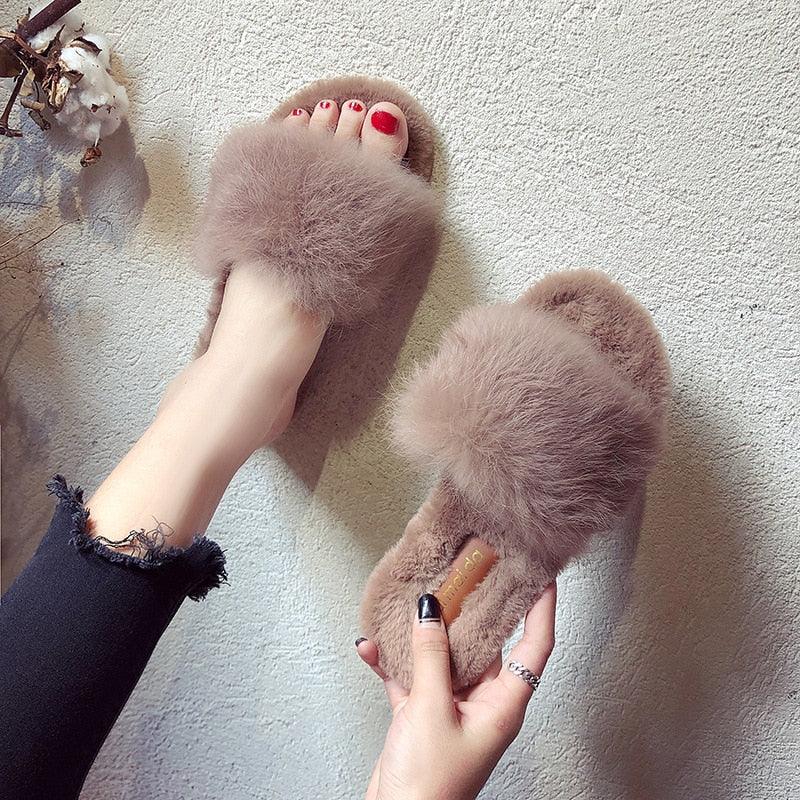 Women's Faux Fur Memory Foam Slippers
