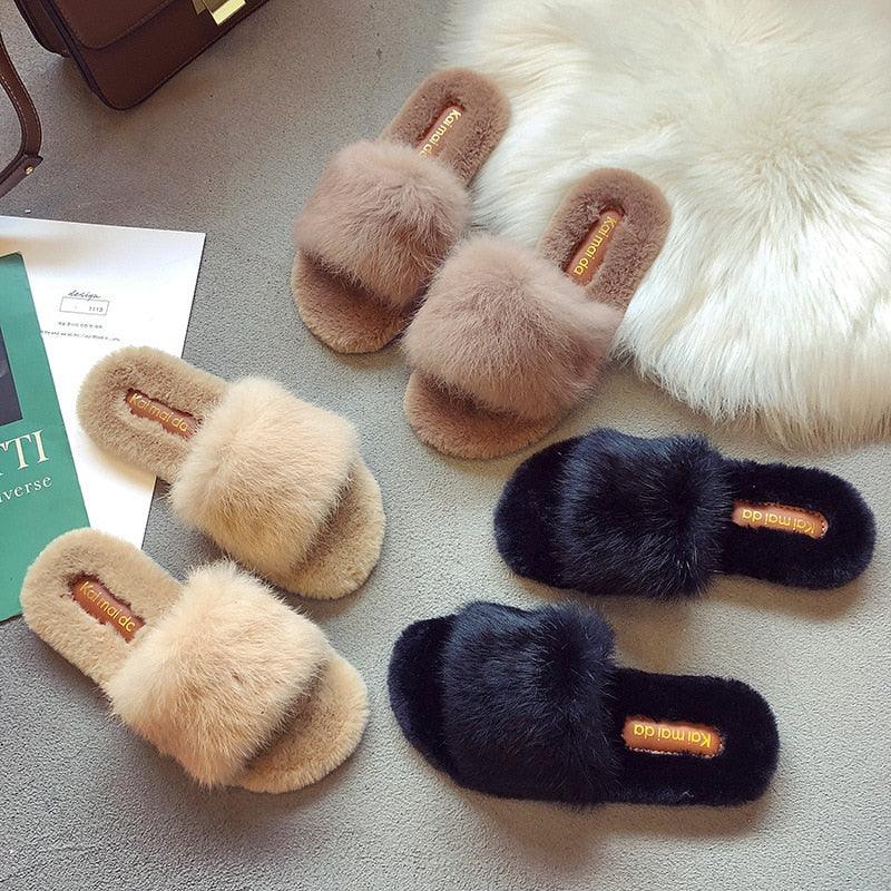 Women's Faux Fur Memory Foam Slippers