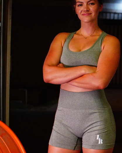 Women’s High-Waisted Bike Shorts | Olive Green Activewear Shorts | Last Rep