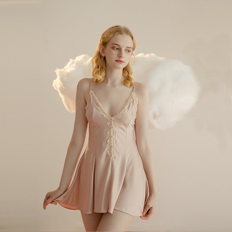 Lace Hem Silky Lingerie Set