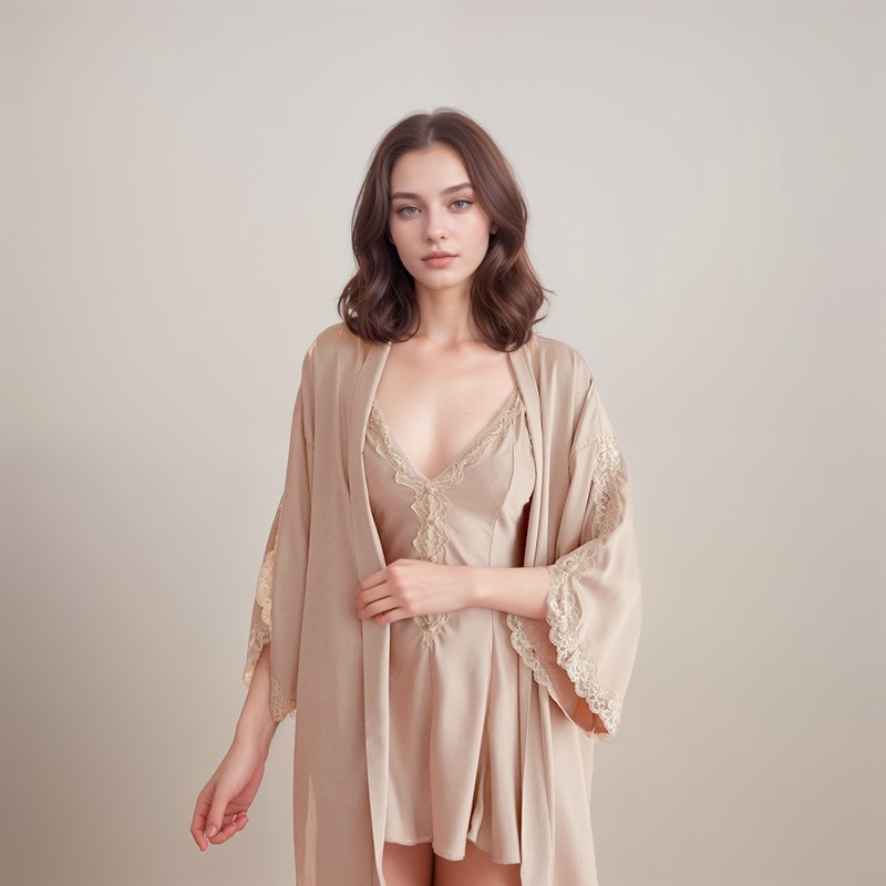 Lace Hem Silky Lingerie Set