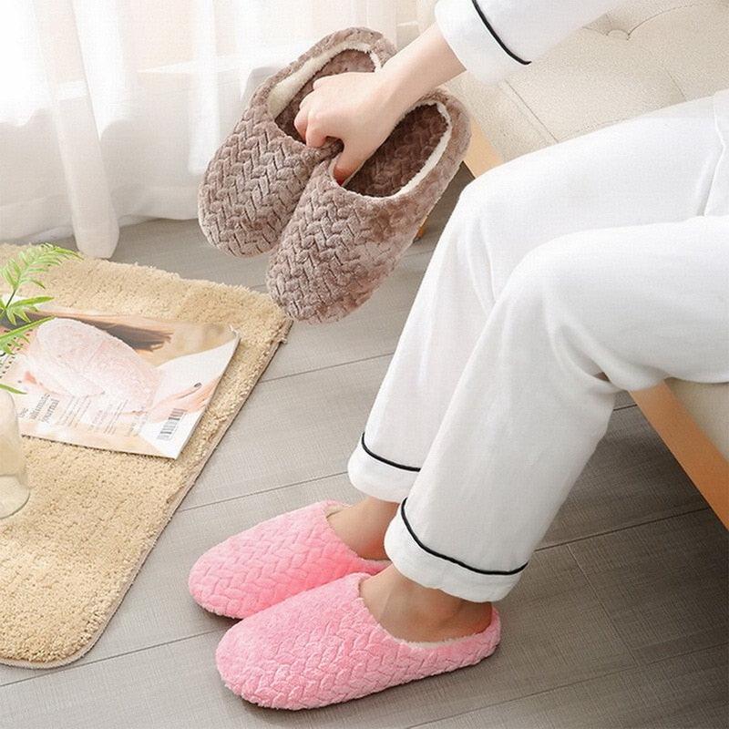 Unisex Plush Memory Foam House Slippers