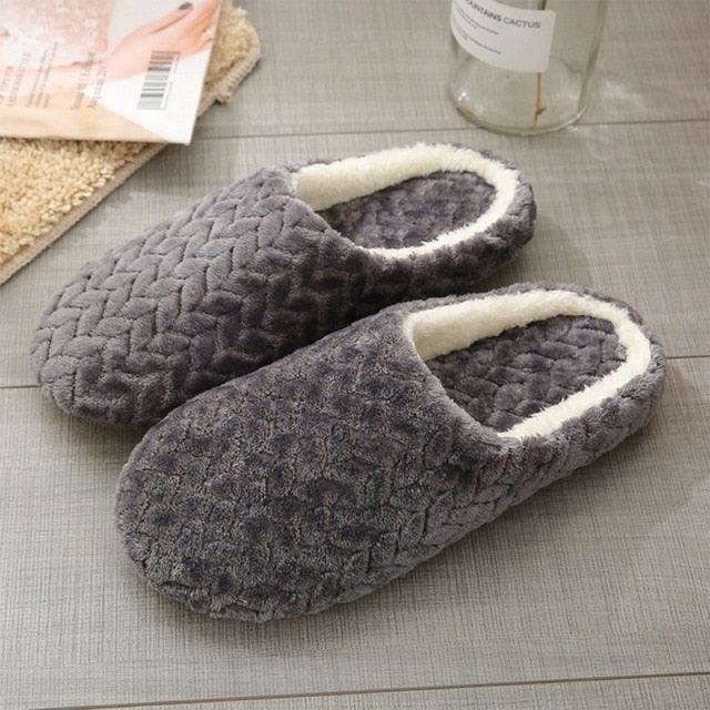 Unisex Plush Memory Foam House Slippers