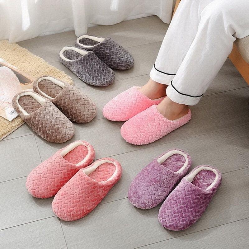 Unisex Plush Memory Foam House Slippers