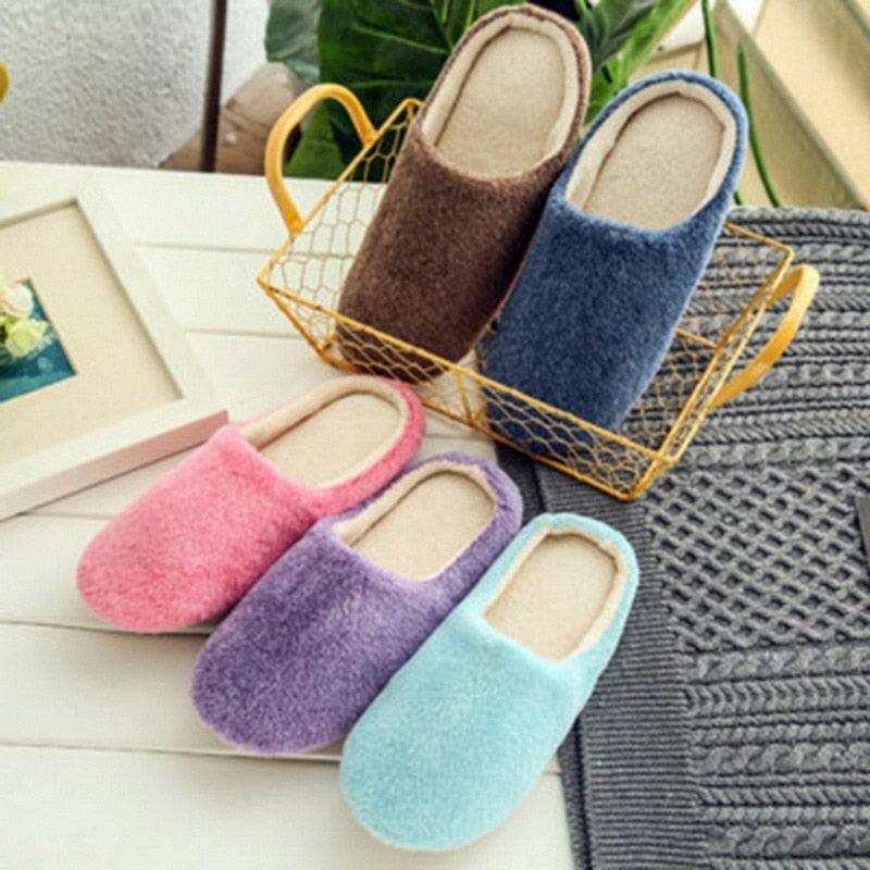 Unisex Plush Memory Foam House Slippers